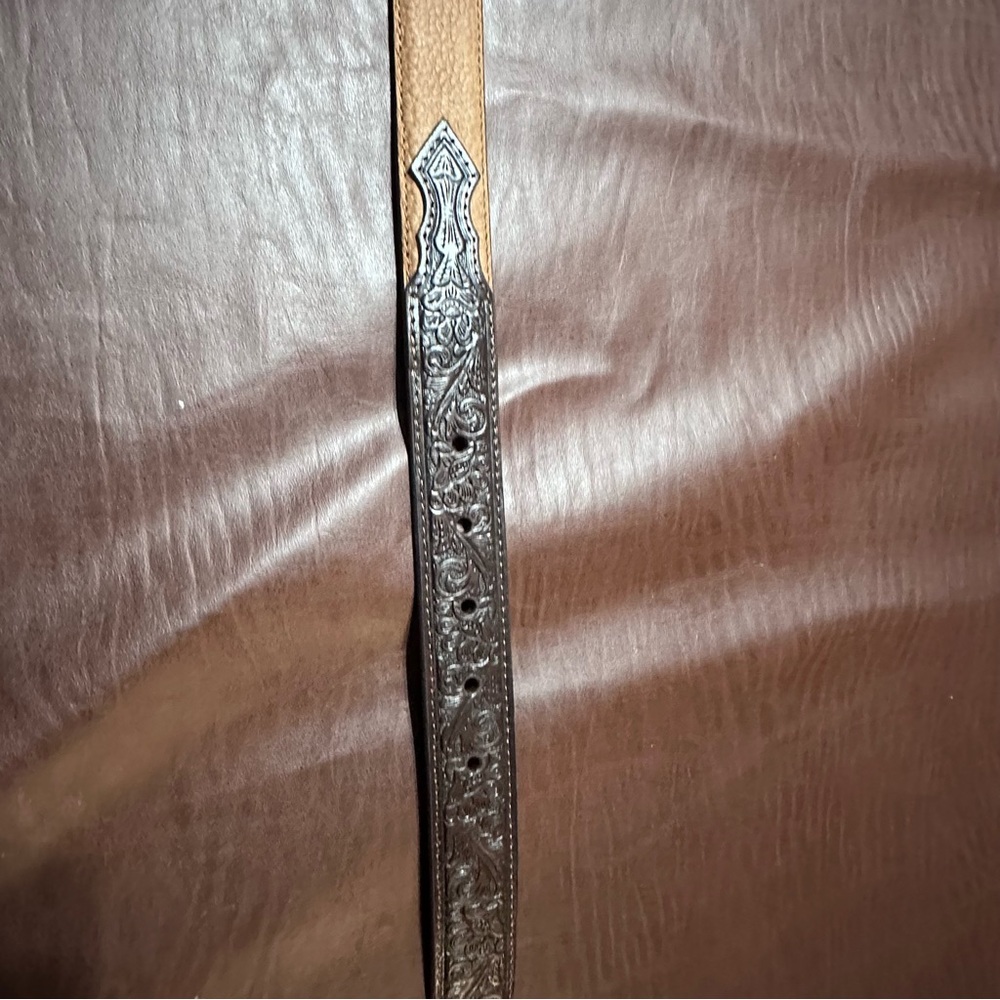 Ariat Brown and Tan Kids Leather Belt - Picture 4 of 9